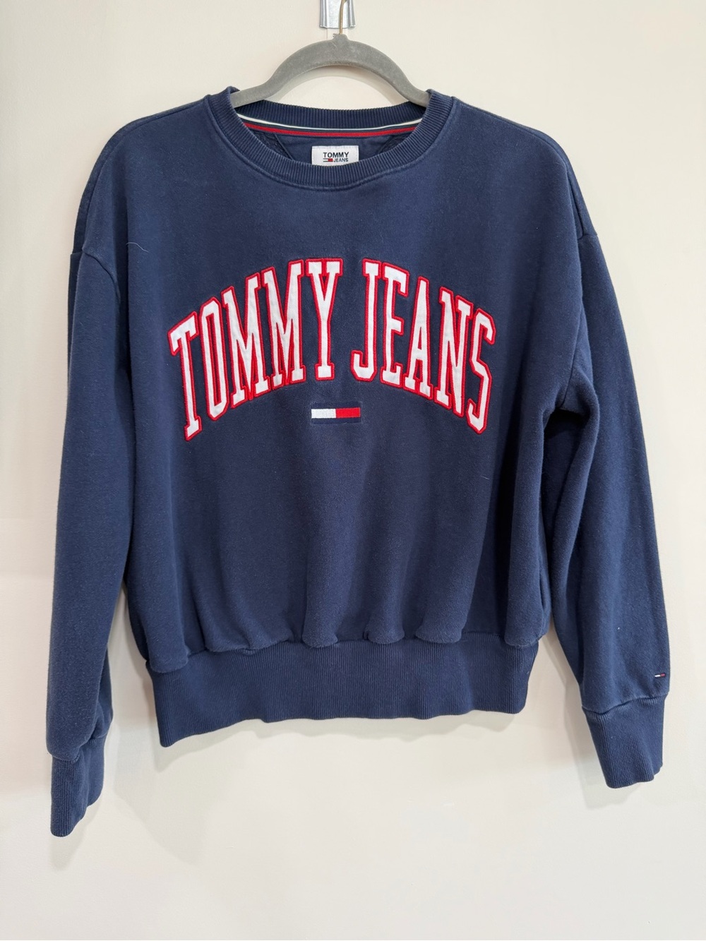 Tommy Hilfiger Navy Crewneck Sweatshirt with Red & White Logo